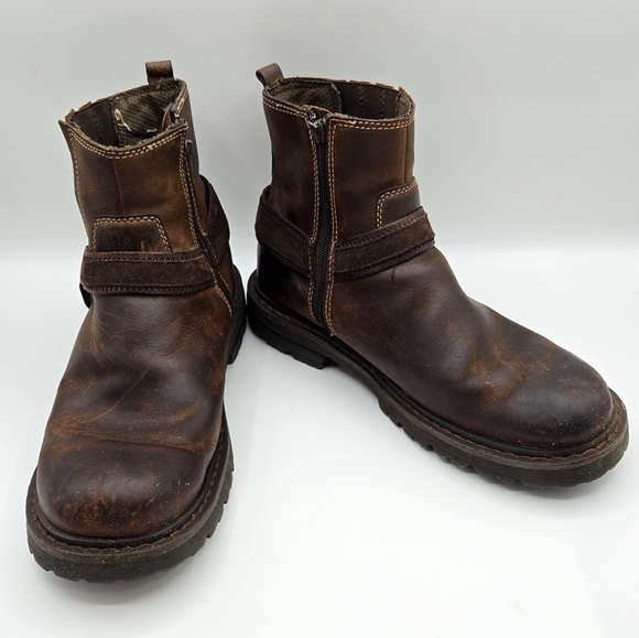 Bed Stu Other - Bed Stu | Men's Brown Distressed Harness Buckle Zip Up Leather Ankle Biker Boots